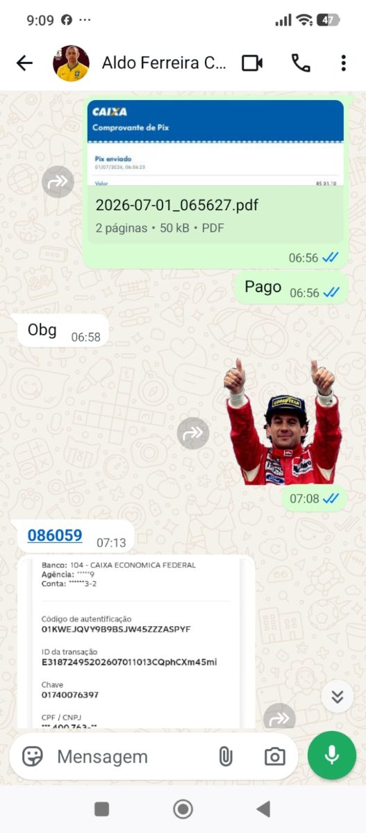 Print de conversa no WhatsApp