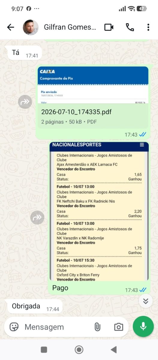 Print de conversa no WhatsApp