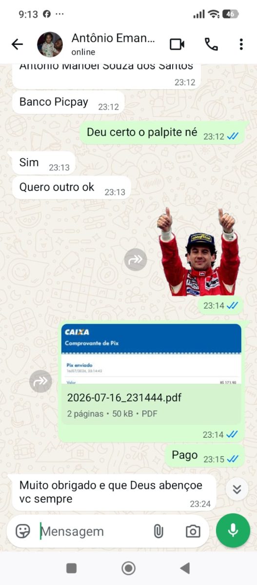 Print de conversa no WhatsApp